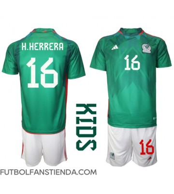 México Hector Herrera #16 Primera Equipación Niños Mundial 2022 Manga Corta (+ Pantalones cortos)